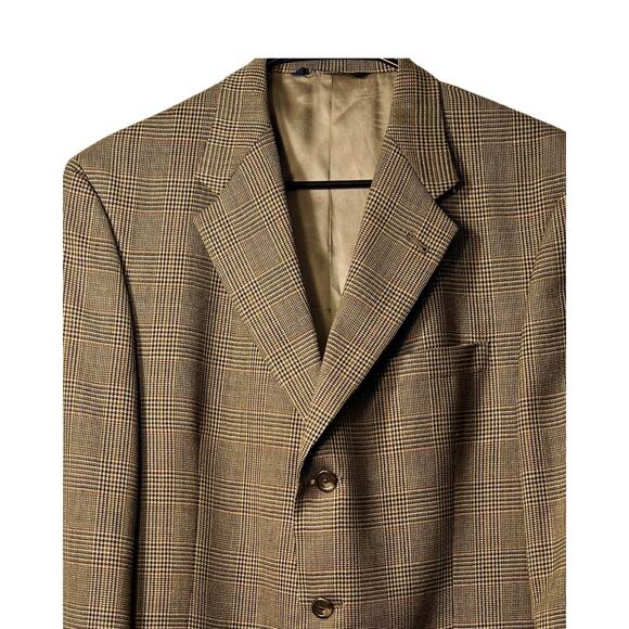 Burberrys Harris Plaid Wool Blazer Mens Size 40R Brown Tan Pristine Vintage 80s - Picture 3 of 10